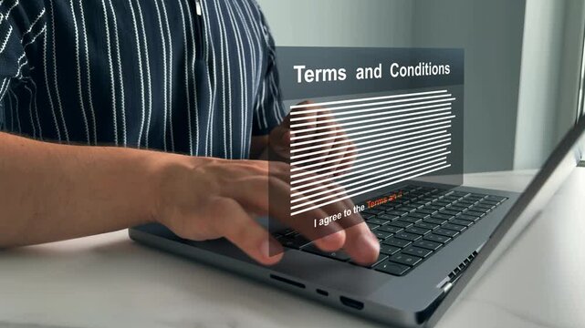 Terms and conditions for employers concept.Digital contract that describes the terms and conditions for work.Law and rules in company.