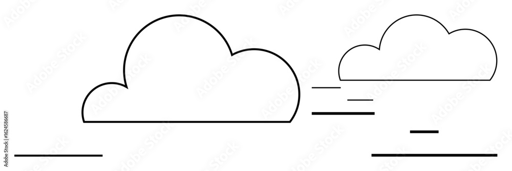Poster modern abstract clouds with clean, minimalist lines and linear patterns evoke serenity and lightness