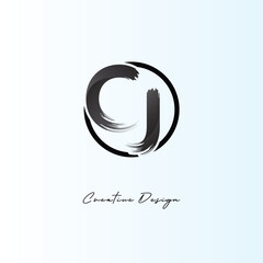 CJ Brush Stroke Logo – Modern Artistic Symbol with Ink Texture for Creative Branding & Visual Identity Design