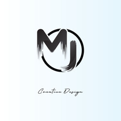 Fototapeta premium MJ Brush Stroke Logo – Modern Artistic Symbol with Ink Texture for Creative Branding & Visual Identity Design