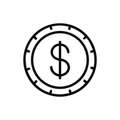 Minimalist Dollar Sign Icon Silhouette - Finance & Money Vector Symbol on white background 