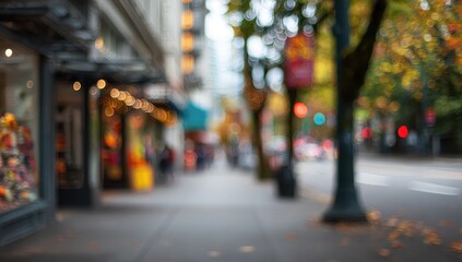 Blurry city street scene