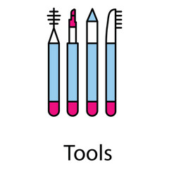 Makeup Brushes and Beauty Tools Vector Icon