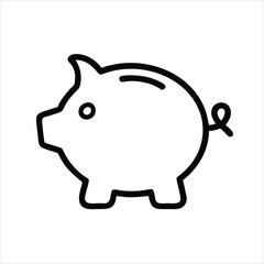 Piggy bank icon outline vector icon on white background