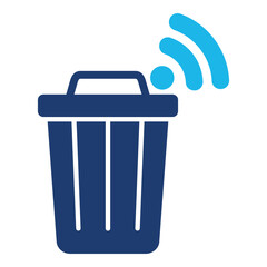 Trash Icon In Blue Monochrome Flat Design, Vector Illustration