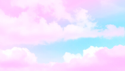 Fenced Paradise: A Surreal Pastel Sky of Pink and Cyan Clouds