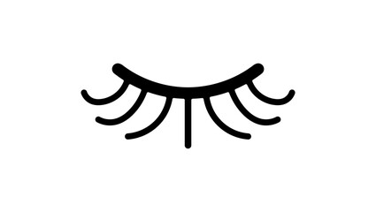 Closed Eye symbol, black isolated silhouette