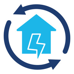 Smart Grid Icon In Blue Monochrome Flat Design, Vector Illustration