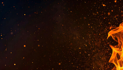 Fiery Eruption of Glowing Sparks and Embers Against a Dark Void