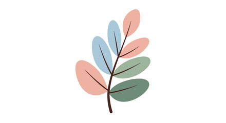 Obraz premium Branch with pastel leaves on a white background for design use