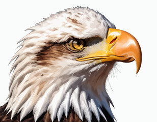 The eagle's sharp, hooked beak is a vibrant yellow, and its eyes are a piercing yellow, giving it an intense and focused expression (1)