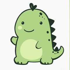 Adorable green dinosaur illustration perfect for a children's book or nursery decor that is sure to delight