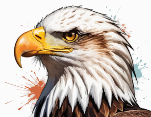 The eagle's sharp, hooked beak is a vibrant yellow, and its eyes are a piercing yellow, giving it an intense and focused expression (1)