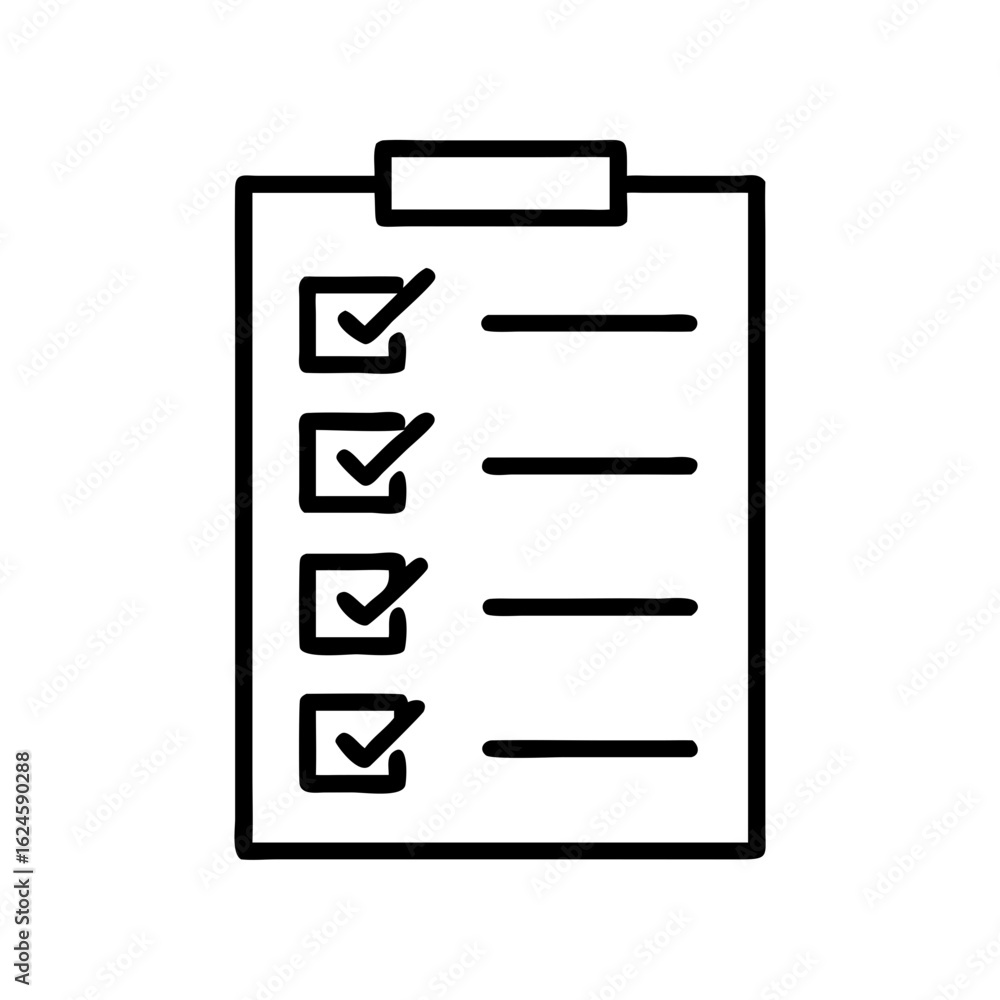 Poster checklist with checked boxes on clipboard in minimal line design