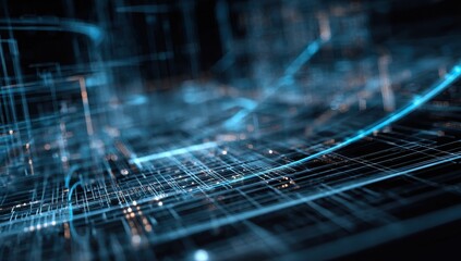 Abstract digital network with glowing lines and data points