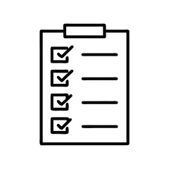 Checklist with checked boxes on clipboard in minimal line design  