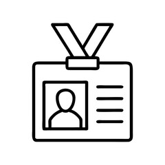 Identification badge with photo and text on white background  