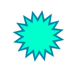 Cyan spiky burst star shape icon for sticker, promotion, sale, discount, label or explosion effect overlay