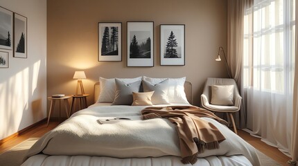 Serene Bedroom Interior Design: Minimalist and Cozy Atmosphere