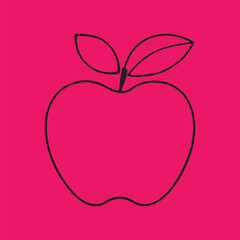 apple thin line art vector coloring page Ai Generated