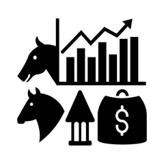Stock Market and Investment Icons Set – Clean White Background.