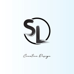 Fototapeta premium SL Brush Stroke Logo – Modern Artistic Symbol with Ink Texture for Creative Branding & Visual Identity Design