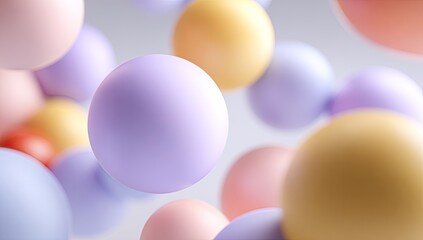 Abstract colorful spheres in soft pastel shades