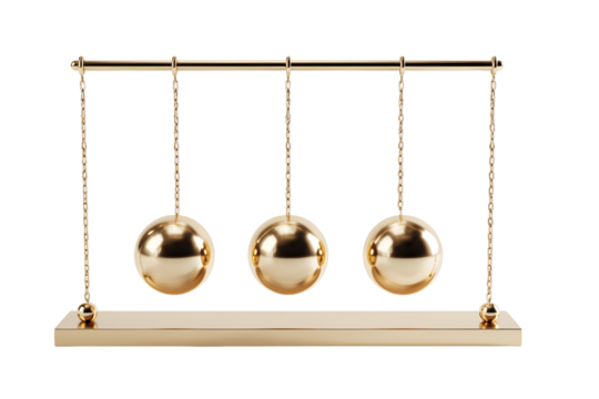 Golden Newton's Cradle elegant design three spheres,