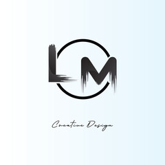 Fototapeta premium LM Brush Stroke Logo – Modern Artistic Symbol with Ink Texture for Creative Branding & Visual Identity Design