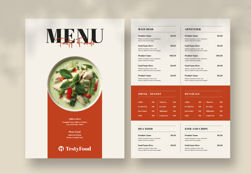 Restaurant Food Menu Layout