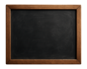 Close-up of a blank blackboard with a wooden frame, perfect for educational or instructional themes, highlighting simplicity and versatility for various text overlays.