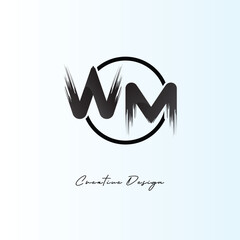 Fototapeta premium WM Brush Stroke Logo – Modern Artistic Symbol with Ink Texture for Creative Branding & Visual Identity Design