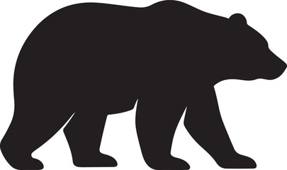 Bear Silhouette – Minimalistic Wildlife Icon of Walking Bear in Bold Black Profile