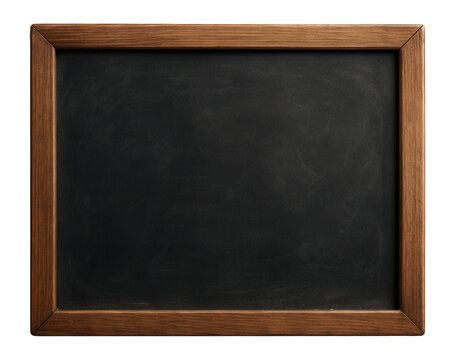 Close-up of a blank blackboard with a wooden frame, perfect for educational or instructional themes, highlighting simplicity and versatility for various text overlays.