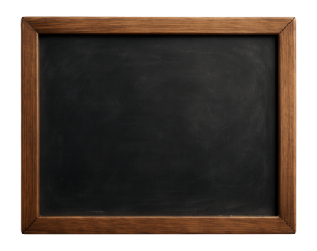 Close-up of a blank blackboard with a wooden frame, perfect for educational or instructional themes, highlighting simplicity and versatility for various text overlays.