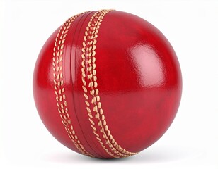 RED Cricket ball 3d rendered isolated on white background 