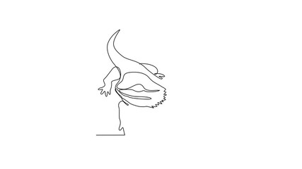 Animated self drawing of world lizard day video design illustration. Animal world day themes design concept in simple linear continuous line. Lizard design for presentation and educational purpose.