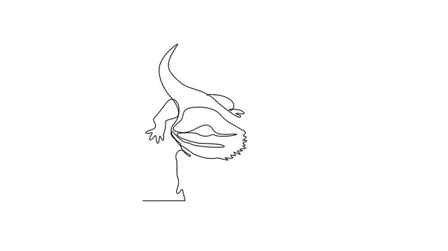 Animated self drawing of world lizard day video design illustration. Animal world day themes design concept in simple linear continuous line. Lizard design for presentation and educational purpose.