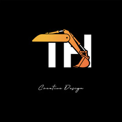 TH Excavator Arm Construction Logo - Bold Industrial Letter mark Design for Heavy Equipment, Contractor Branding & Modern Engineering Identity