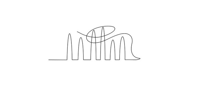 Animates self drawing of National Roller Coaster Day video design illustration. National Roller Coaster hemes design concept in simple linear continuous line. Games for your adrenalin and fun also. 