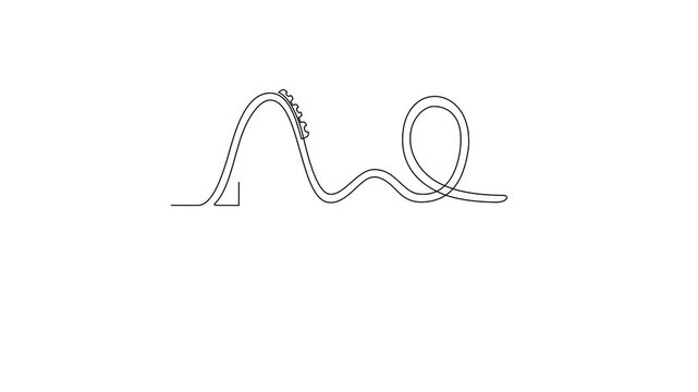 Animates self drawing of National Roller Coaster Day video design illustration. National Roller Coaster hemes design concept in simple linear continuous line. Games for your adrenalin and fun also. 