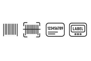 Obraz premium Barcode scanning icons set with label and number symbols