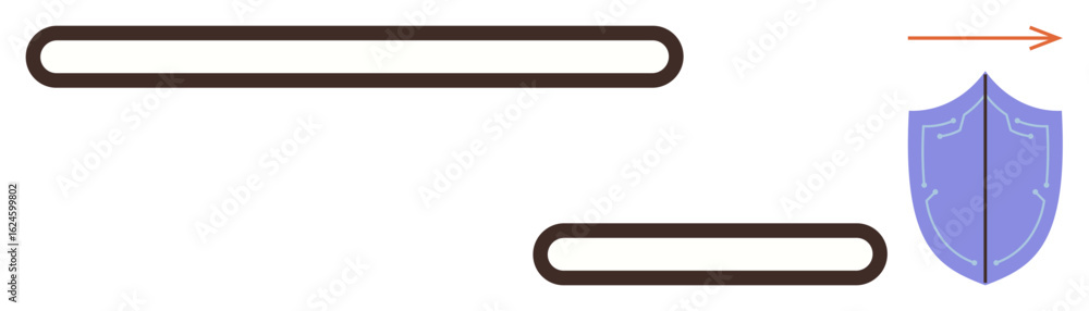 Poster shield blocking an arrow amid interconnected paths sharing a secure and defensive strategy. ideal fo