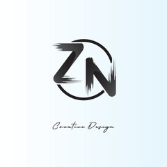 ZN Brush Stroke Logo &ndash; Modern Artistic Symbol with Ink Texture for Creative Branding & Visual Identity Design