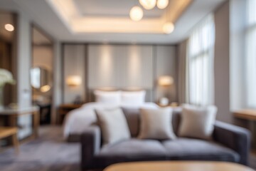 Blurred view of a hotel room