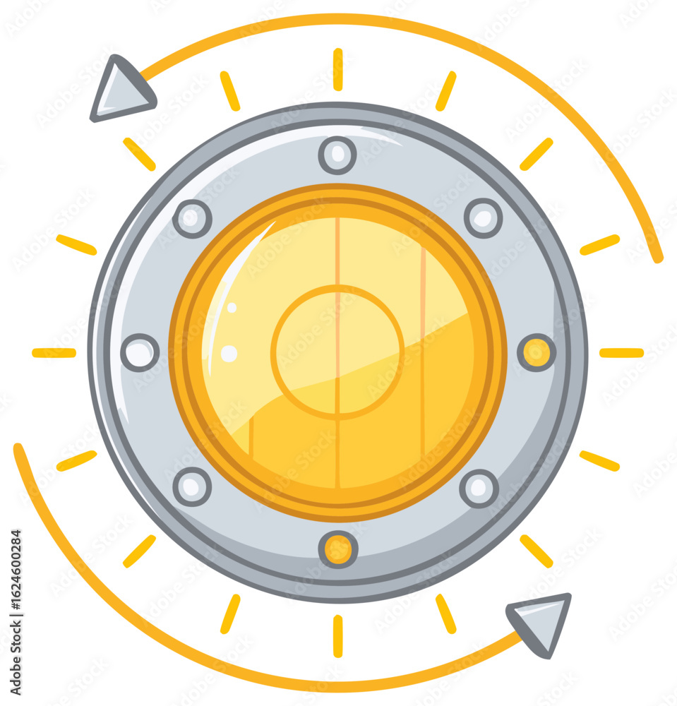 Poster metallic shield icon with circular arrows and shining rays representing update, solution, or cycle