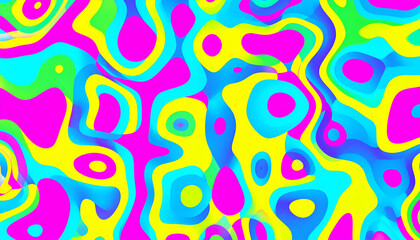 Psychedelic Topography of Flowing Neon Amoebic Shapes