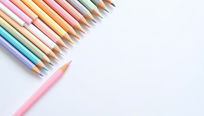 Pastel Colored Pencils on White Background