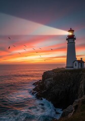 lighthouse at sunset