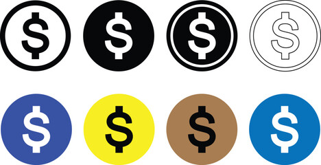 Dollar coin icon illustration background. Money icon exchange icon. Money outline icon Art & IllustratioDollar coin icon illustration background. Money icon exchange icon. Money outline icon